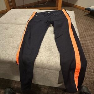 Hudson Jeans Black with Orange Stripe Skinny Jeans